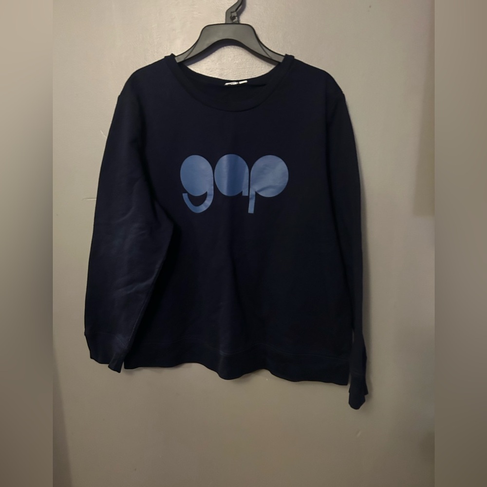 Gap shirt - navy/blue sweatshirt boxy cut logo graphic - Picture 2 of 10